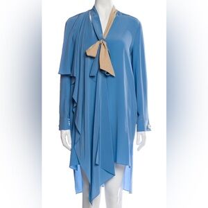 Fendi 100% Silk Dress – Baby Blue Beauty w/ Pearls & Pockets